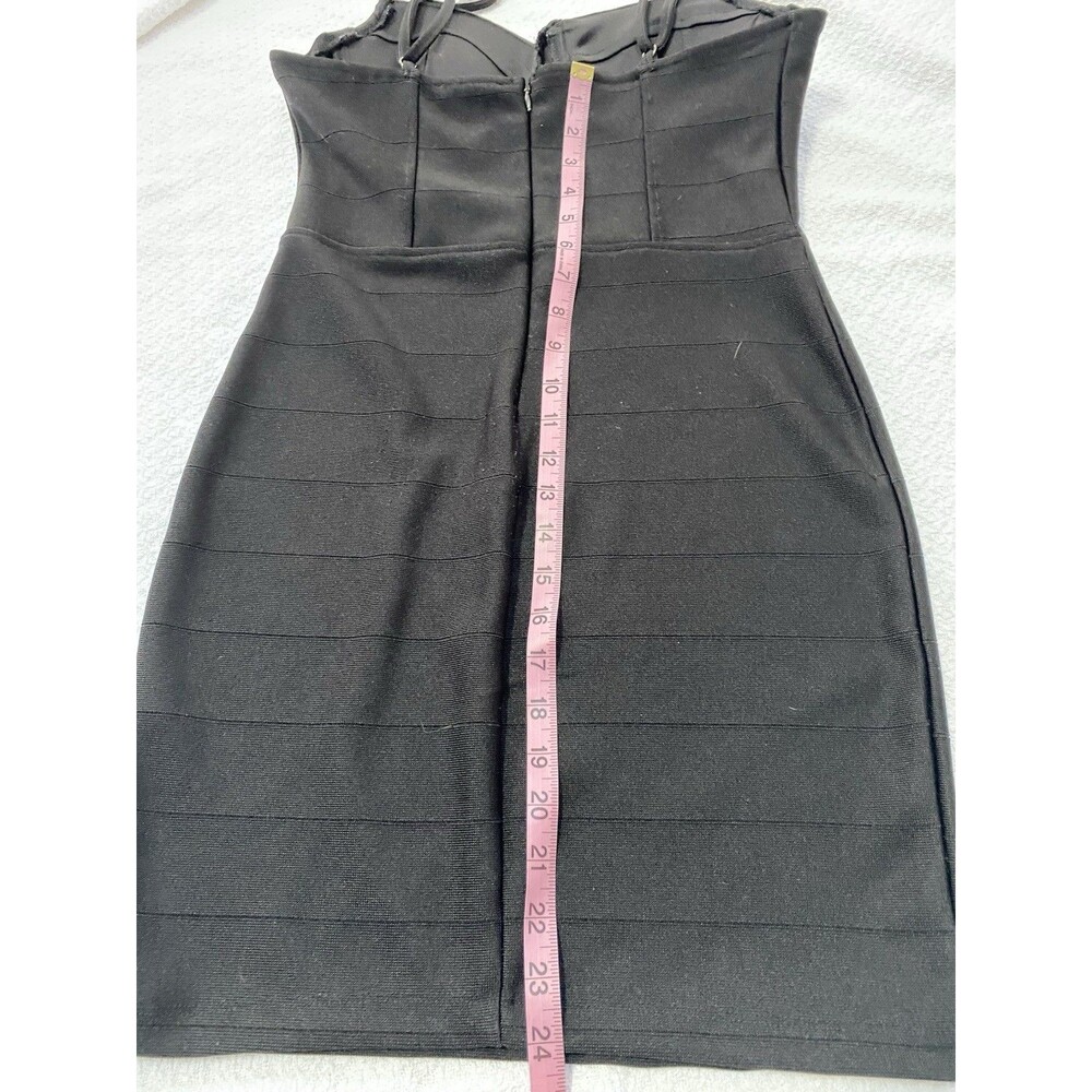 Haute Monde Black Bandage Bustier Bodycon Mini Dress Size L Coquette Y2K Party - Picture 5 of 9